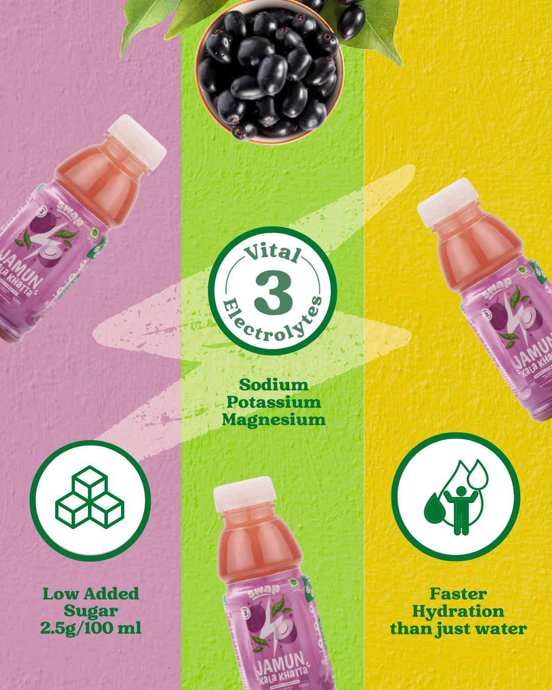 vital 3 electrolytes sodium potassium magnesium faster hydration than just water low added sugar